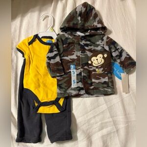Bon Bebe Camouflage Jacket and Yellow Bodysuit Set - Size 0-3 Months